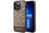 Mobiel - Covers & Cases - GUESS GUHMP14XHGCFSEW iPhone 14 Pro Max 6.7" brown/brown hard case GCube Stripes MagSafe - 3666339112493
