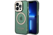 Mobiel - Covers & Cases - GUESS GUHMP14LHTCMA iPhone 14 Pro 6.1" green/khaki hard case Gold Outline Translucent MagSafe - 3666339069643