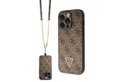 Mobiel - Covers & Cases - GUESS GUHCP14LP4TDSCPW case for iPhone 14 Pro - brown Crossbody 4G Metal Logo - 3666339146924