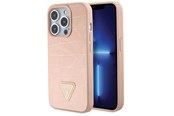 Mobiel - Covers & Cases - GUESS Croco Triangle Metal Logo case for iPhone 15 Pro - pink - 3666339152284