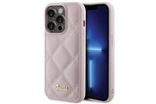Mobiel - Covers & Cases - GUESS Quilted Metal Logo case for iPhone 15 Pro - pink - 3666339149765