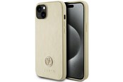 Mobiel - Covers & Cases - GUESS Leather 4G Metal Logo Strass case for iPhone 15 - gold - 3666339151003