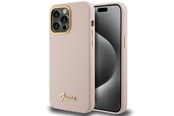 Mobiel - Covers & Cases - GUESS Silicone Script Metal Logo & Frame case for iPhone 15 Pro - pink - 3666339149208