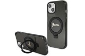 Mobiel - Covers & Cases - GUESS Ring Stand Script Glitter MagSafe Case for iPhone 15 Plus / 14 Plus - Black - 3666339156336