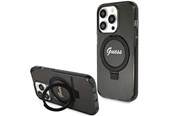 Mobiel - Covers & Cases - GUESS Ring Stand Script Glitter MagSafe case for iPhone 15 Pro Max - black - 3666339156350
