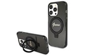 Mobiel - Covers & Cases - GUESS Ring Stand Script Glitter MagSafe case for iPhone 13 Pro Max - black - 3666339156275