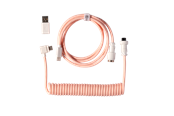 Toetsenbord - Keychron Gekrulde aviator USB 8K-kabel met haakse connector (Light Pink) - Toetsenbordkabel - Roze - Cab-43