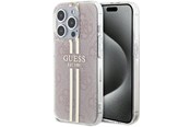 Mobiel - Covers & Cases - GUESS IML 4G Gold Stripe case for iPhone 15 Pro - pink - 3666339223120