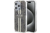 Mobiel - Covers & Cases - GUESS IML 4G Gold Stripe case for iPhone 15 Pro - brown - 3666339222840