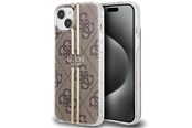 Mobiel - Covers & Cases - GUESS IML 4G Gold Stripe case for iPhone 15 Plus / 14 Plus - brown - 3666339222833