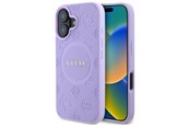Mobiel - Covers & Cases - GUESS Saffiano Peony Classic Logo MagSafe iPhone 16 Case - Purple - 3666339328245