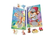 Puzzels - Larsen Puzzles "Cute Animals" Puzzle – 2 assorted designs (fallow deer + drummer) – 14 pieces Midi (28.5 cm x 18.3 cm) 2D Puzzels - CU1