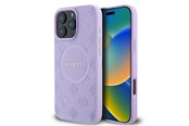 Mobiel - Covers & Cases - GUESS Saffiano Peony Classic Logo MagSafe iPhone 16 Pro Max Case - Purple - 3666339328276