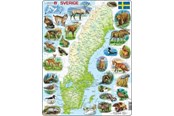 Puzzels - Larsen Puzzles Physical puzzle of Sweden with animals – 71 pieces Maxi (36.5 x 28.5 cm) 2D Puzzels - K6