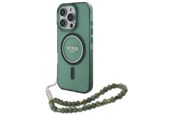 Mobiel - Covers & Cases - GUESS IML Glitter With Pearl Strap MagSafe case for iPhone 16 Pro Max - green - 3666339298432