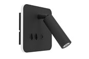 Lampen - EGLO FANZAROTTA 1 SPOT VIERKANT H145 M/SCHAKELAAR+ USB-C ZWART - 902163
