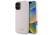 Mobiel - Covers & Cases - GUESS Silicone Script Metal Logo & Frame iPhone 16 Plus Case - Pink - 3666339344269