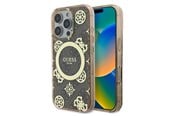 Mobiel - Covers & Cases - GUESS IML Peony On 4G Background MagSafe Case for iPhone 16 Pro Max - Brown - 3666339300081