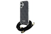 Mobiel - Covers & Cases - GUESS Crossbody Cord 4G Print Case for iPhone 16 - Black - 3666339345129