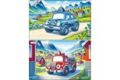Puzzels - Larsen Puzzles Police and Fire Truck Speeding Puzzle – 11 pieces Midi (28.5 cm x 18.3 cm) 2 assorted designs 2D Puzzels - U23