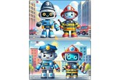 Puzzels - Larsen Puzzles Friendly City Robots Puzzle – 10 pieces Midi (28.5 cm x 18.3 cm) 2 assorted designs 2D Puzzels - U25
