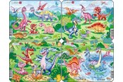Puzzels - Larsen Puzzles "Legendary Dinosaurs" Puzzle 4 assorted designs – 7 pieces Mini (18.3 x 14.3 cm) 2D Puzzels - V6