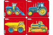 Puzzels - Larsen Puzzles Tractors Dump Truck and Bulldozer Puzzle (Assorted 4 Designs) – 10 Pieces Mini (18.3 x 14.3 cm) 2D Puzzels - Z1
