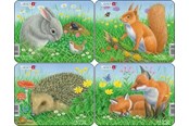 Puzzels - Larsen Puzzles Rabbit squirrel hedgehog and fox puzzle – 4 assorted designs – 5 pieces Mini (18.3 x 14.3 cm) 2D Puzzels - Z12
