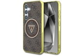 Mobiel - Covers & Cases - GUESS 4G Glitter Triangle Buttons MagSafe Case for Samsung Galaxy S25 Brown - 3666339449599