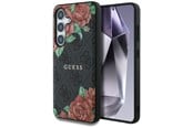 Mobiel - Covers & Cases - GUESS Leather 4G Flowers Print Metal Classic Logo MagSafe Case for Samsung Galaxy S25 - Black - 3666339449261
