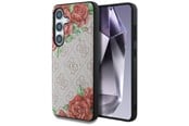Mobiel - Covers & Cases - GUESS Leather 4G Flowers Print Metal Classic Logo MagSafe Case for Samsung Galaxy S25 - Pink - 3666339449285