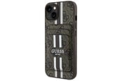 Mobiel - Covers & Cases - GUESS 4G Stripes case with Magsafe wallet for iPhone 15 brown - 3666339452346