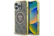 Mobiel - Covers & Cases - GUESS IML Metal Glitter 4G Circle Triangle MagSafe Case for iPhone 16 Pro - Brown - 3666339430238