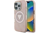 Mobiel - Covers & Cases - GUESS IML Metal Glitter 4G Circle Triangle MagSafe Case for iPhone 16 Pro - Pink - 3666339430535