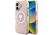 Mobiel - Covers & Cases - GUESS IML Metal Glitter 4G Circle Triangle MagSafe case for iPhone 16 - pink - 3666339430511