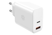 Mobiel - Adapters & Opladers - ESSENTIALS by UPSTRÖM 65W Dual Port GaN Charger - USB-C & USB-A | 2 Ports - White - GC650-E