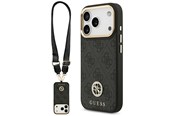 Mobiel - Covers & Cases - GUESS 4G Strass Logo & Big Strap Metal Buttons MagSafe Case for iPhone 17 Pro - Black - 3666339550820