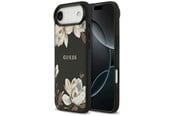 Mobiel - Covers & Cases - GUESS Grained Flowers Classic Logo MagSafe case for iPhone Air - black - 3666339489892