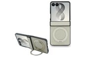 Mobiel - Covers & Cases - GUESS Magnetic Ring Stand Grained Classic Logo MagSafe case for Samsung Galaxy Z Flip 8 - beige - 3666339662790