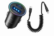Elektrische auto oplader - SiGN 60W Car Charger with Coiled USB-C to USB-C Cable - Black - SN-CAR-60W-PAK