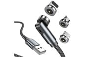 USB-kabel - SiGN 3-in-1 360° Magnetic Cable Lightning - USB-C - Micro-USB - 2.4A - Black - SN-1224X2