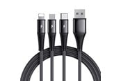 USB-kabel - SiGN 3-in-1 Cable Lightning - USB-C - Micro-USB - 3A - 1.2m - Black - SN-1230G4