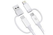 USB-kabel - SiGN 4in1 USB-A/USB-C to Lightning/USB-C cable 60W/3A - 1m - White - SN-1T4ACLC