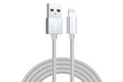 USB-kabel - SiGN USB-A to Lightning Cable - 2.1A - 2m - Nylon - Silver - SNCAB-LIGH2MSIL