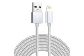 USB-kabel - SiGN USB to Lightning Cable - 2.1A - 3m - Nylon - Silver - SNCAB-LIGH3MSIL
