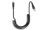 USB-kabel - SiGN 15W Coiled USB-A to USB-C Fast Charging Cable for Car - Black - SNCAB-SPRING15W
