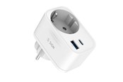 Mobiel - Adapters & Opladers - SiGN Wall adapter with power outlet and USB ports 20W - White - SN-2009ACL