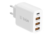Mobiel - Adapters & Opladers - SiGN Fast Charger USB-C & 3xUSB-A - PD & QC 3.0 - 36W - White - SN-A4Q
