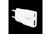 Mobiel - Adapters & Opladers - SiGN GaN Ultra Slim Fast Charger USB-A & USB-C - PD & QC3.0 - 3A - 20W - White - SN-GAN20WAC