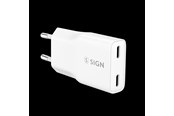 Mobiel - Adapters & Opladers - SiGN GaN Ultra Slim Fast Charger 2x USB-C - PD & QC3.0 - 3A - 20W - White - SN-GAN20WCC